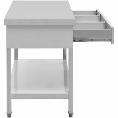 Aço de mesa de bancada de aço com gavetas de prateleira 150 x 60 cm a 295 kg