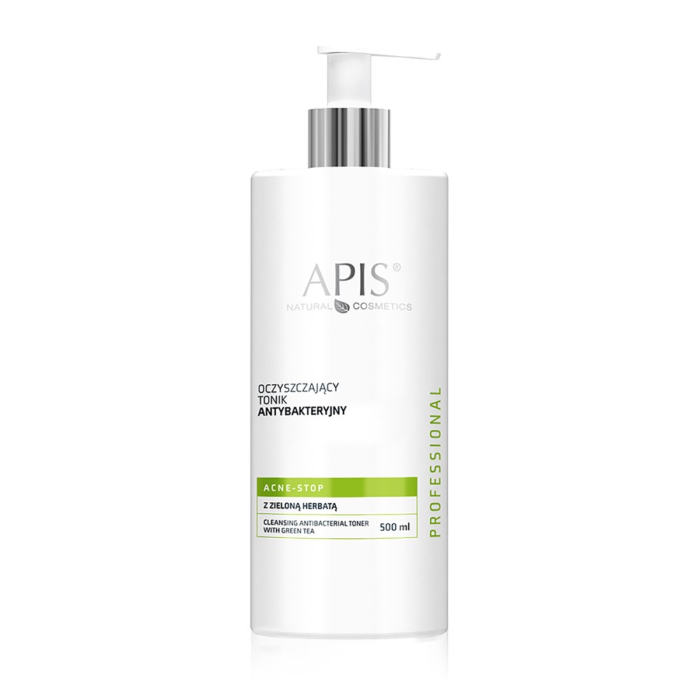 Apis acne-stop antibacterial cleansing tonic. with green tea 500ml — front view