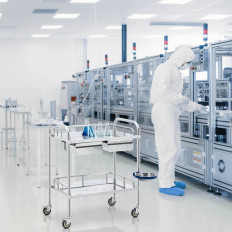 Chariot de laboratoire Acier cosmétique 2 étagères 2 tiroirs 65 x 60 x 86 cm 20 kg