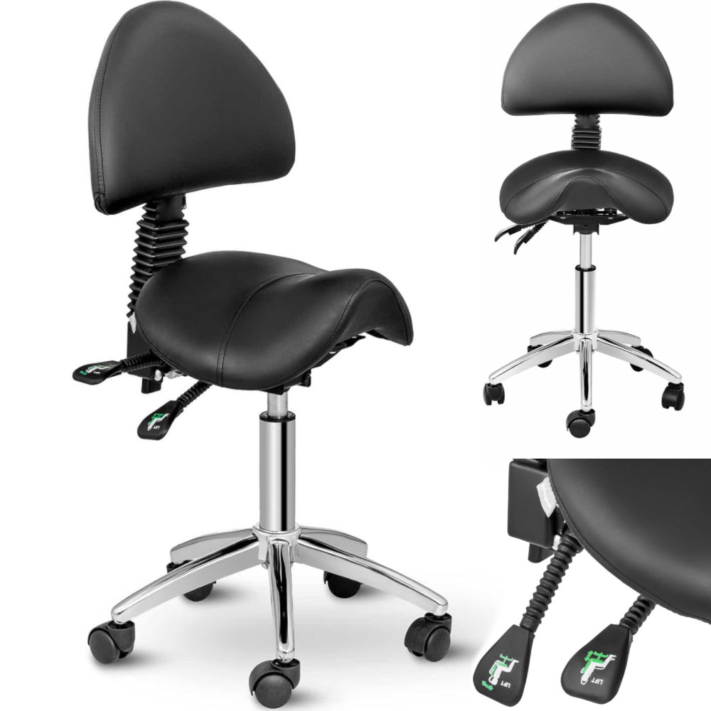 Cadeira cosmética com backrest rotativo Berlim ajustável - preto Cadeira cosmética com backrest rotativo Berlim ajustável - preto