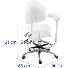 Cosmetic chair with backrest armrest Adjustable Wuppertal - white
