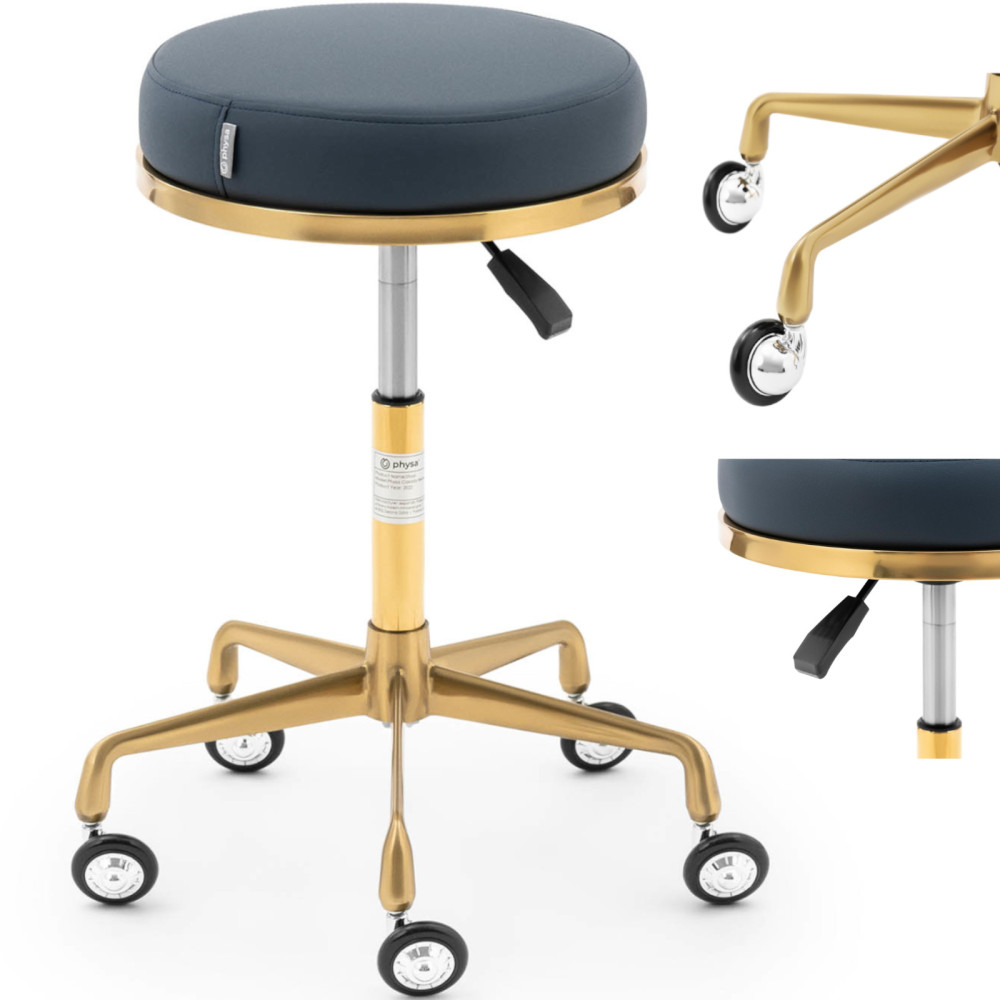 Tabouret cosmétique rotatif sur roues Physa Casoria - Navy Golden