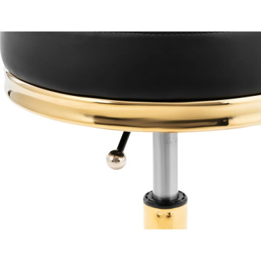 Chaise Tabouret Cosmetic Hoker avec dossier sur roues jusqu'à 150 kg Gela Black Gold