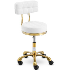 Cadeira banqueta Cosmética Hoker com encosto em rodas até 150 kg gela ouro branco