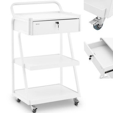 Καλλυντικά Κομμωτήριο Καροτσάκι 1 συρτάρι 3 ράφια 55 x 39 x 90 cm - λευκό