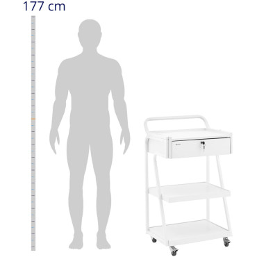 Cosmetic hairdresser stroller 1 drawer 3 shelves 55 x 39 x 90 cm - white