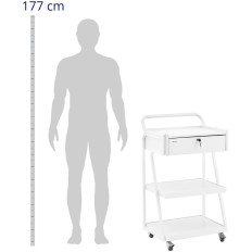 Kosmeettinen kampaaja Rattaat 1 laatikko 3 hyllyt 55 x 39 x 90 cm - valkoinen