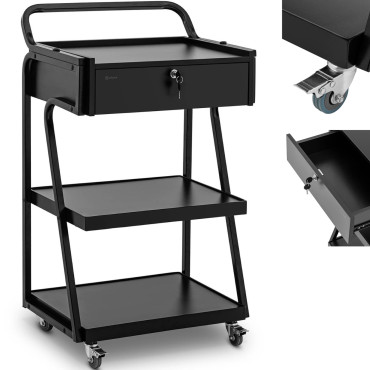 Cabeleireiro cosmético carrinho 1 gaveta 3 prateleiras 55 x 39 x 90 cm - Preto