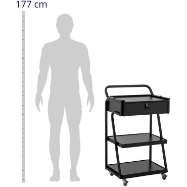Kozmetický kaderník kočík 1 zásuvka 3 police 55 x 39 x 90 cm - čierna