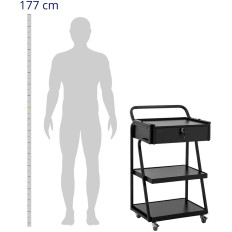 Kozmetikai fodrász babakocsi 1 fiók 3 polcok 55 x 39 x 90 cm - fekete