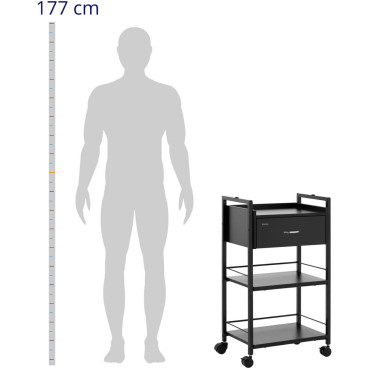 Καλλυντικά καροτσάκι βοηθός καροτσάκι 1 συρτάρι 3 ράφια 47 x 33 x 84 cm - μαύρο