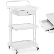 Trolley Cosmetic Table Frisör 1 Lådan 3 hyllor 55 x 45 x 96 cm - vit
