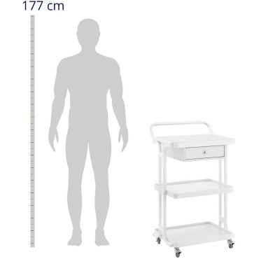 Trolley Cosmetic Table Frisör 1 Lådan 3 hyllor 55 x 45 x 96 cm - vit