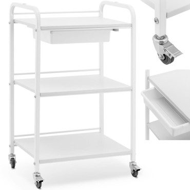 Kosmetischer Helfer-Kinderwagen 1 Schublade 3 Regale bis 80 kg 54 x 38 x 90 cm - Weiß