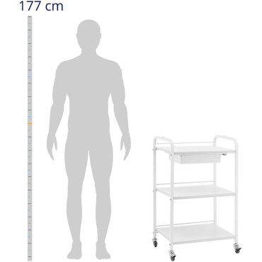 Kosmetisk hjälparvagn 1 lådor 3 hyllor upp till 80 kg 54 x 38 x 90 cm - vit