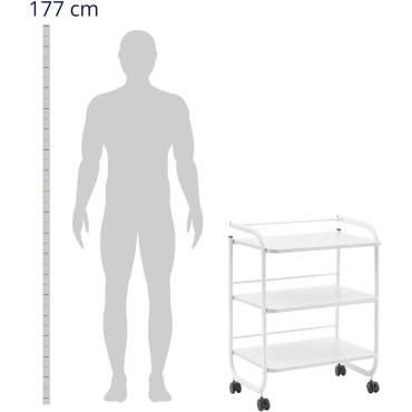Carrinho de auxiliar cosmético 3 prateleiras 60 x 43 x 83 cm - Branco