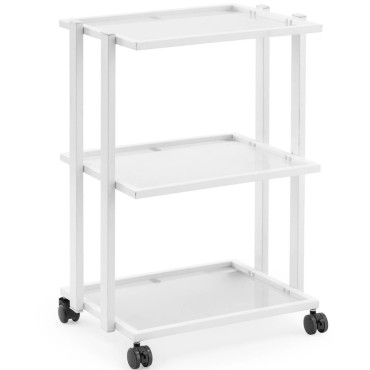 Trolley de ajudante cosmético 3 prateleiras de vidro 55 x 41 x 80 cm - branco
