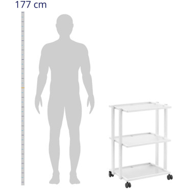 Trolley de ajudante cosmético 3 prateleiras de vidro 55 x 41 x 80 cm - branco