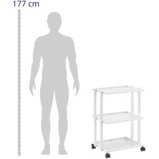 Trolley de ajudante cosmético 3 prateleiras de vidro 55 x 41 x 80 cm - branco