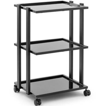 Trolley de ajudante de cosméticos 3 prateleiras de vidro 55 x 41 x 80 cm - preto
