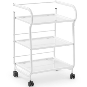 Trole de ajudante cosmético 3 prateleiras de vidro 43 x 53 x 80 cm - branco