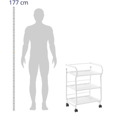 Trole de ajudante cosmético 3 prateleiras de vidro 43 x 53 x 80 cm - branco