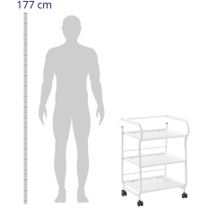 Trole de ajudante cosmético 3 prateleiras de vidro 43 x 53 x 80 cm - branco