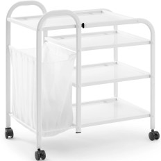 Kosmetischer Helferwagen mit Waschbeutel 4 Glasregale 74 x 43 x 80 cm - Weiß