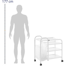 Kosmetisk hjälparvagn med en tvättväska 4 glas hyllor 74 x 43 x 80 cm - vit