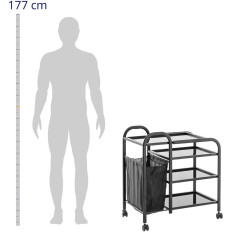 Kosmetisk hjälparvagn med en tvättväska 4 glashylsor 74 x 43 x 80 cm - Svart