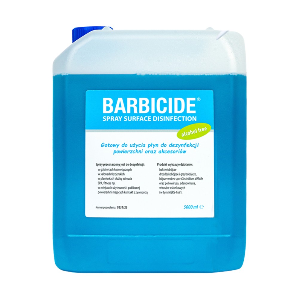Barbicide spray til desinfektion af alle overflader, lugtfri – refill 5 l — forfra