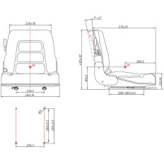 SEAT UNIVERSAL TARCHAIR Reguleeritav traktori traktori niittele 46 x 42 cm