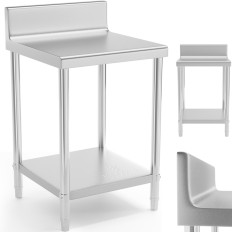 Táblázat rozsdamentes acél munkaasztal asztal egy rack és egy polc 60x60cm