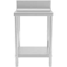 Galda nerūsējošā tērauda darba virsma ar plauktu un plauktu 60x60cm