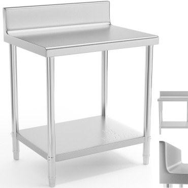 Tabela WorkTop Tabela iz nerjavečega jekla z racijo in oddajanjem 80x60cm
