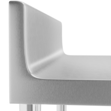Parede de aço inoxidável de mesa de mesa com uma prateleira e uma prateleira de 90x60cm