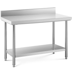 Mesa de acero inoxidable de la mesa de la mesa con peroratas y estante 120x60cm