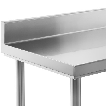 Galda darba virsma nerūsējošā tērauda galds ar rantu un plauktu 120x60cm