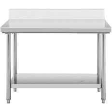 Mesa de aço inoxidável de trabalho de mesa com rant e prateleira 120x60cm