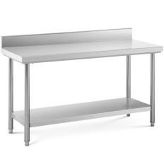 TABEL WERKTOP Roestvrijstalen muur met een rek en een plank 150x60cm