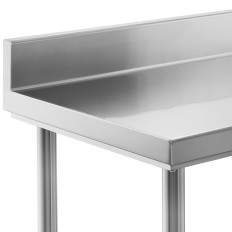 Parede de aço inoxidável de trabalho de mesa com uma prateleira e uma prateleira 150x60cm