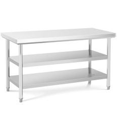 Table Rustfritt Stål benkeplate med 2 hyller 150x70cm