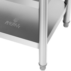 Piano di lavoro in acciaio inox con 2 ripiani 150x70cm