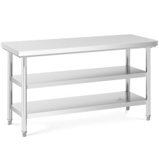 Tabla de encimera de acero inoxidable con 2 estantes 150x60cm