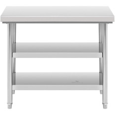 Tabela iz nerjavečega jekla WorkTop z 2 polico 100x70cm