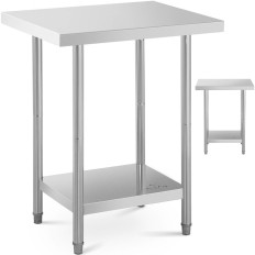 Tabela de mesa de mesa de aço inoxidável com prateleira 76x61cm