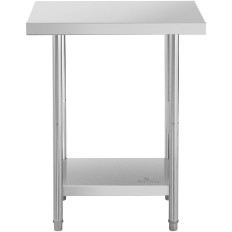Tabela de mesa de mesa de aço inoxidável com prateleira 76x61cm