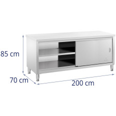Roestvrijstalen kast gastronomie. Zijkeur 200x70cm