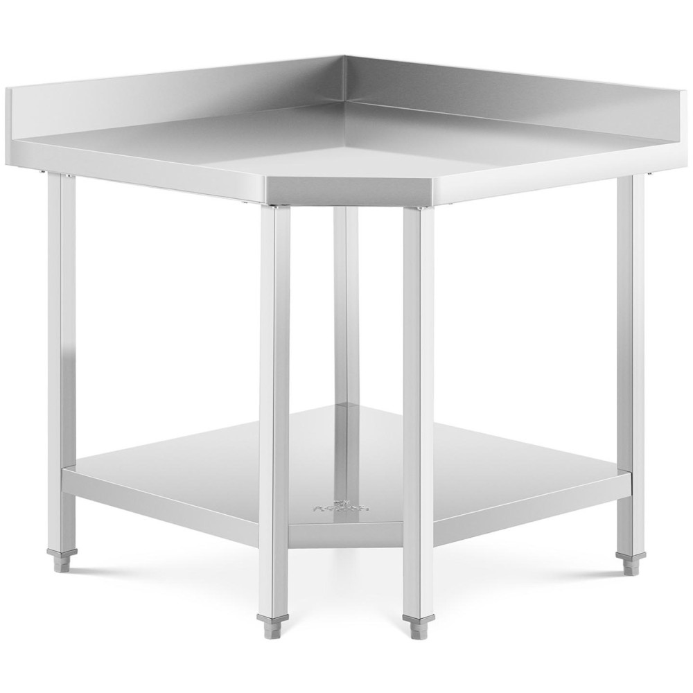 Coin de plan de travail de table avec rack en acier inoxydable avec une étagère 90x90x70cm