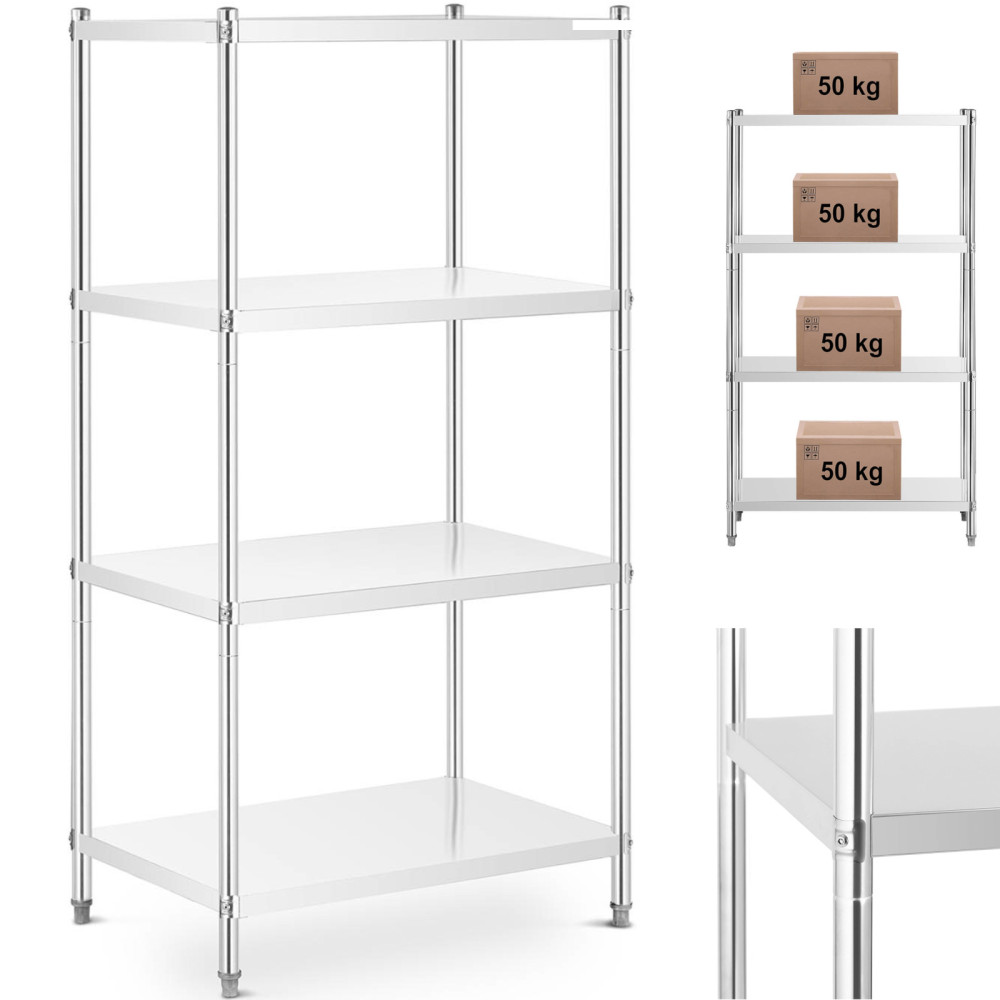 Rozsdamentes acél rack 4 polcok 90x60cm magas 180 cm